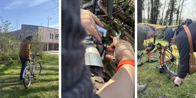   Avant le Jour J, faites réviser votre vélo par l’Atelier de réparation L’autre cycle !  Révision gratuite / réparation de vélos (1€ d’adhésion + pièces à prix coûtant, 15 jours de délai) :   De 10h30 à 14h :  EPSM Lille-Métropole - Clinique de Seclin Jeudis 19 mars et 23 avril  EPSM Lille-Métropole - Armentières Jeudis 26 mars et 9 avril Au hangar des Jardins à vivre  EPSM des Flandres - Bailleul Jeudis 2 et 16 avril au Bâtiment G6  Ou après contact par mail : autre.cycle@ghtpsy-npdc.fr - 03 20 70 14 51